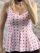 Polka Dot Crep Peplum Top/Pink