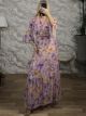 Maxi GoldenThread Wrapover Dress-SS-Floral/Lila
