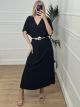 Viscose Shortsleeves Dress/Black