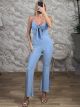 OpenCabbana Bow Jumpsuit-22606/Ciel