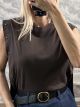 Studs Sleeveless T-Shirt-8403/Chocolat