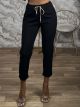 Cotton Drawstring Ηighwaist Pants/Black