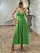 Midi Dress Buttons-Mono/L.Green