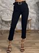 HighWaist Belt Pants-2061/Black