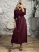 Golden Buttons Semizie Dress/Burgundy