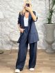 Stripes Casual Suit/Navy Blue