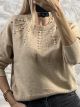 Pearls Knitted Sweater-6015/Camel