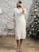 Braids & Buttons Knitted Dress-82068/Ecru