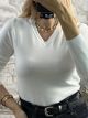 Viscose Knitted Ve Top-508/White