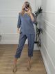 Cottton Buttons Asymmetrical Set/Denim