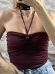 Lycra Strapless Bead Top-47855/Burgundy
