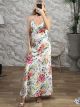 Satin Floral Maxi Dress-51311/Black