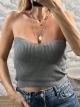 Knitted Strapless Top/Grey