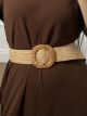 Elastic Straw Belt-31/Beige