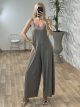 Elastic Jumpsuit-Monochrome/Grey