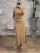 Knitted Skirt Buttons Set/Camel