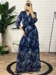Maxi Muslin Floral Dress/Navy Blue