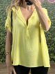 Hooded Blouse-Shirt Shorter Sleeves/Yellow