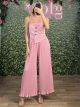 Strapless Pleated Jumpsuit/Pink