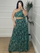 One Shoulder Skirt Set/Green