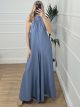 Open Back High Neck Jumpsuit/Blue