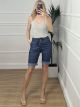 Elastic Drawstring Shorts/Denim Blue