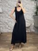 BowShoulders Maxi Dress-3681/Black