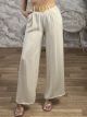 Highwaist Viscose Belt Pants-63183/Ecru