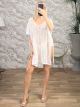 ShortSleeves Ve Knitted Dress-31/White