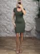 Ribbed Mini Dress-10673/Κhaki