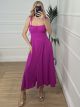 Midi Dress Buttons-Mono/Magenta