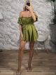 Strapless Satin Playsuit/Olive