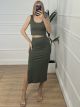 Ribbed Skirt + Free Top/Khaki