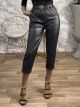 HighWaist Leather Belt Pants/Dark Grey