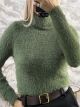 Mohair High Neck Top-909/Khaki