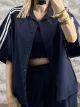 DoubleStripe Cotton Shirt/Navy Blue