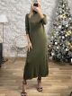 Knitted Maxi Dress-1158/Khaki
