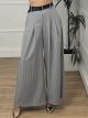 Wide Belt Stripes Pants-NEW/Grey