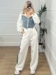 Denim Sweatpants Cropped Jacket Set/White