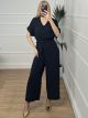 Buttons Jumpsuit/Black