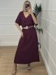 Viscose Shortsleeves Dress/Burgundy