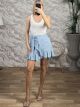 Viscose Ruffle Mini Bow Skirt-2107/Ciel