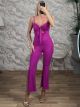 OpenCabbana Bow Jumpsuit-22606/Magenta