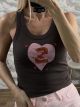 Sleeveless Dogs Cotton Top-7321/Chocolat