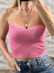 Knitted Strapless Top/Pink