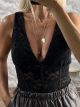 Lace Cups Bodysuit-49375/Black