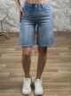 Cherries Denim Long Shorts-6527/Blue