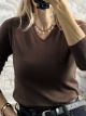 Viscose Knitted Ve Top-508/Chocolat