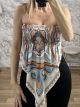 Strapless Wasp Asymmetrical Satin Top/Boho
