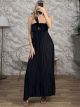 Unique Tie Pleated Maxi Dress/Βlack